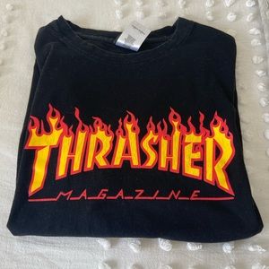 Thrasher Flame T-Shirt Black, Male Medium